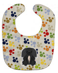 Pawprints Pekingese Black Baby Bib Easy-Clean Baby Bib Baby Feeding Accessory Baby Mealtime Essential, 10 x 13, Multicolor
