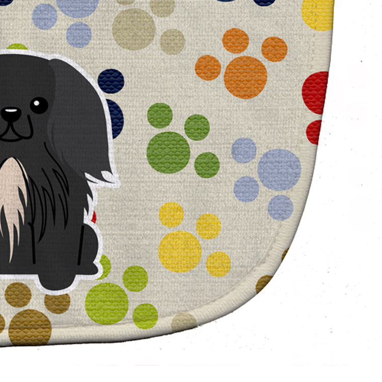Pawprints Pekingese Black Baby Bib Easy-Clean Baby Bib Baby Feeding Accessory Baby Mealtime Essential, 10 x 13, Multicolor
