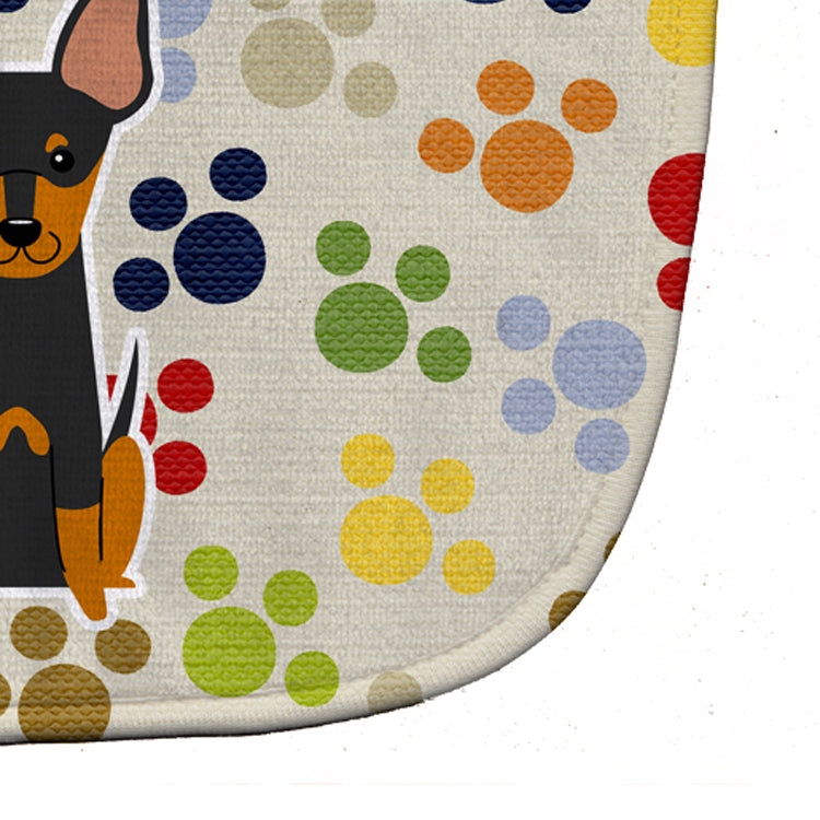 Pawprints English Toy Terrier Baby Bib Easy-Clean Baby Bib Baby Feeding Accessory Baby Mealtime Essential, 10 x 13, Multicolor