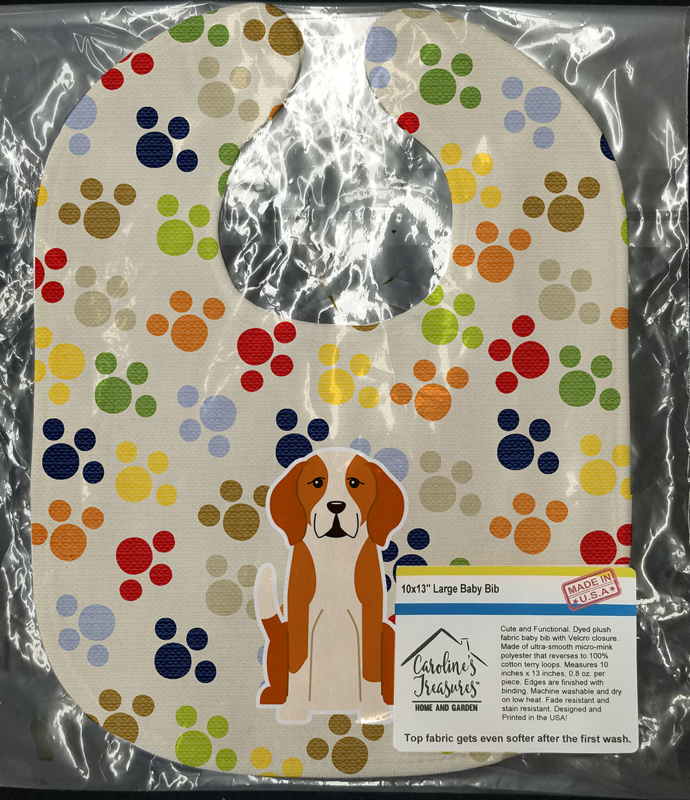 Pawprints English Foxhound Baby Bib Easy-Clean Baby Bib Baby Feeding Accessory Baby Mealtime Essential, 10 x 13, Multicolor
