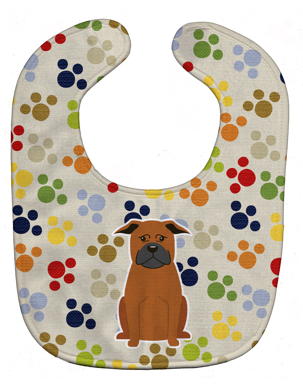 Pawprints Chinese Chongqing Dog Baby Bib Easy-Clean Baby Bib Baby Feeding Accessory Baby Mealtime Essential, 10 x 13, Multicolor