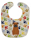 Pawprints Chinese Chongqing Dog Baby Bib Easy-Clean Baby Bib Baby Feeding Accessory Baby Mealtime Essential, 10 x 13, Multicolor