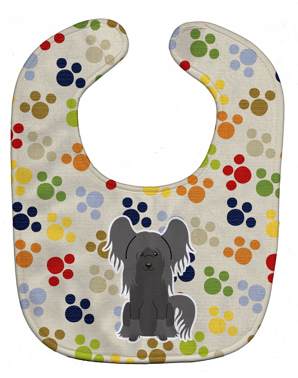 Pawprints Chinese Crested Black Baby Bib Easy-Clean Baby Bib Baby Feeding Accessory Baby Mealtime Essential, 10 x 13, Multicolor