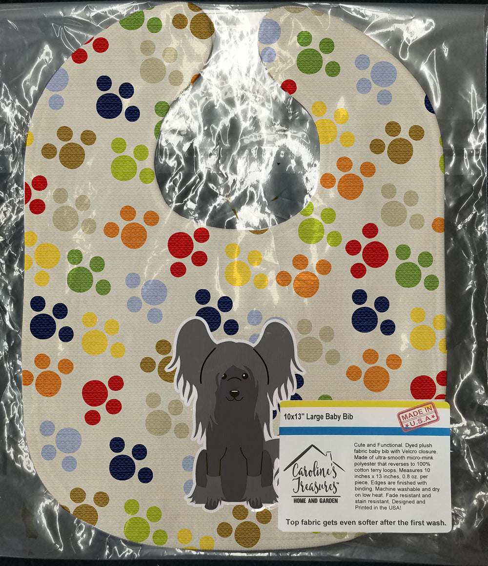 Pawprints Chinese Crested Black Baby Bib Easy-Clean Baby Bib Baby Feeding Accessory Baby Mealtime Essential, 10 x 13, Multicolor