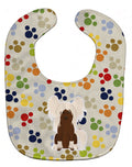 Pawprints Chinese Crested Cream Baby Bib Easy-Clean Baby Bib Baby Feeding Accessory Baby Mealtime Essential, 10 x 13, Multicolor