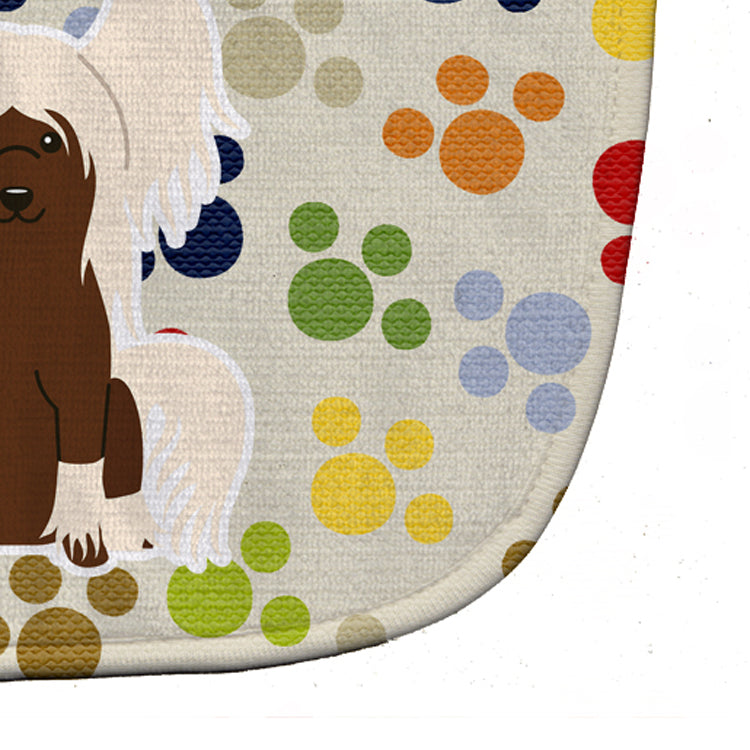Pawprints Chinese Crested Cream Baby Bib Easy-Clean Baby Bib Baby Feeding Accessory Baby Mealtime Essential, 10 x 13, Multicolor