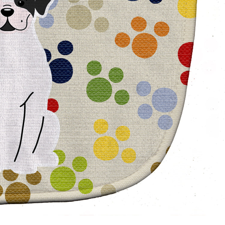 Pawprints White Boxer Cooper Baby Bib Easy-Clean Baby Bib Baby Feeding Accessory Baby Mealtime Essential, 10 x 13, Multicolor
