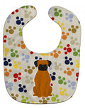 Pawprints Fawn Boxer Baby Bib Easy-Clean Baby Bib Baby Feeding Accessory Baby Mealtime Essential, 10 x 13, Multicolor