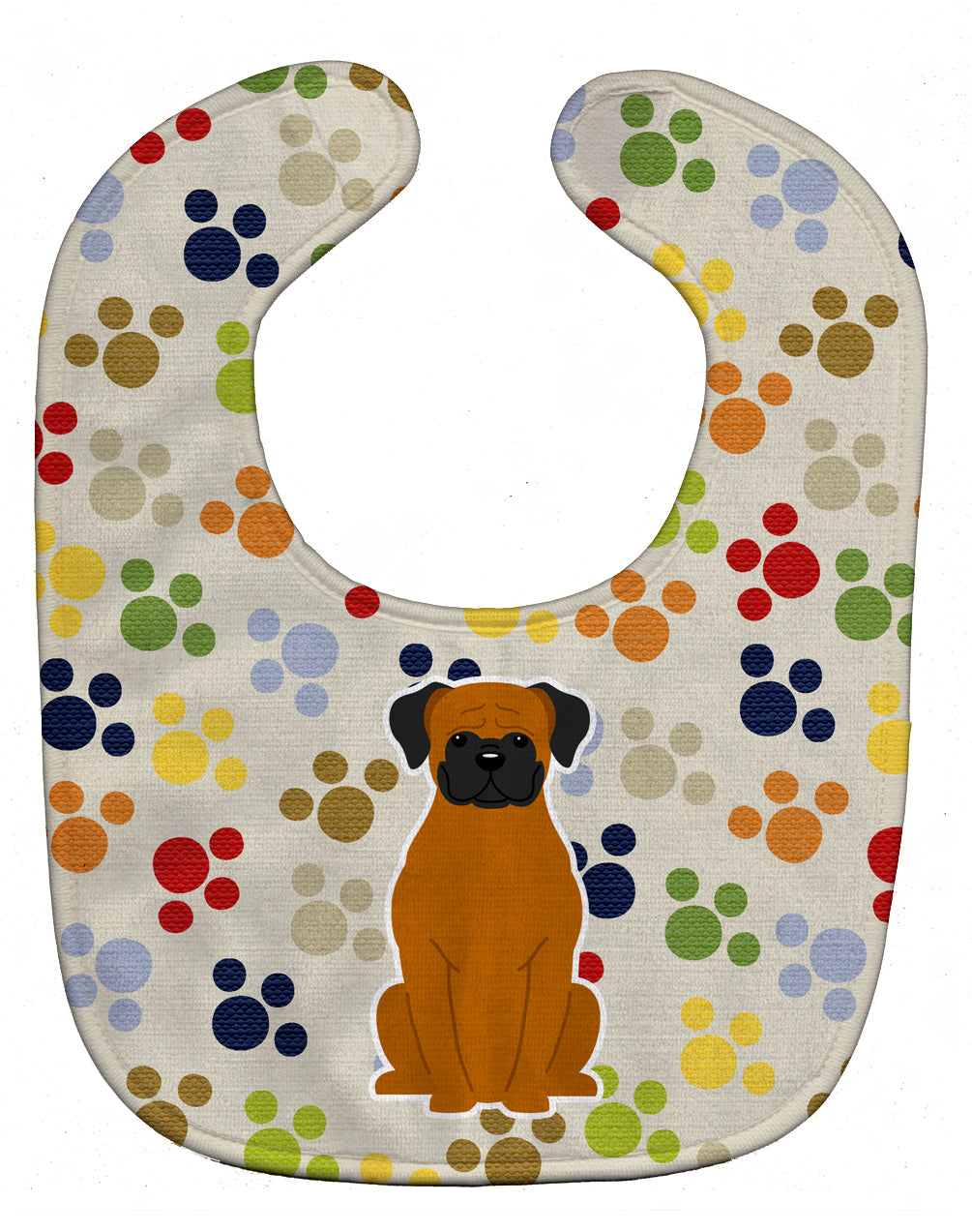 Pawprints Fawn Boxer Baby Bib Easy-Clean Baby Bib Baby Feeding Accessory Baby Mealtime Essential, 10 x 13, Multicolor