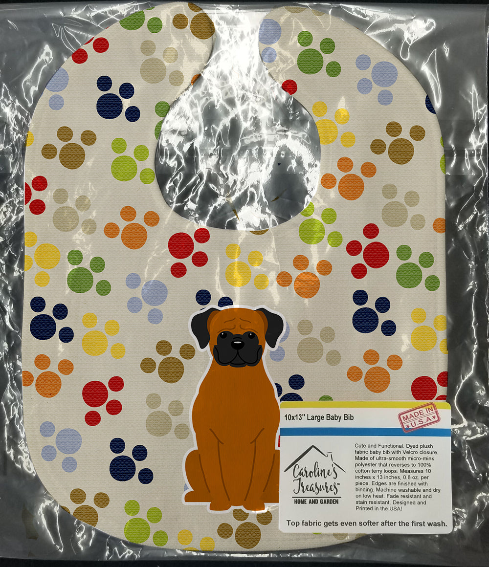 Pawprints Fawn Boxer Baby Bib Easy-Clean Baby Bib Baby Feeding Accessory Baby Mealtime Essential, 10 x 13, Multicolor