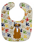 Pawprints Flashy Fawn Boxer Baby Bib Easy-Clean Baby Bib Baby Feeding Accessory Baby Mealtime Essential, 10 x 13, Multicolor