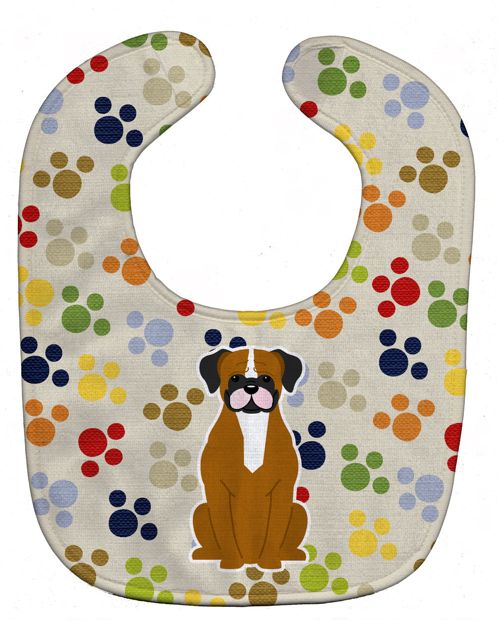 Pawprints Flashy Fawn Boxer Baby Bib Easy-Clean Baby Bib Baby Feeding Accessory Baby Mealtime Essential, 10 x 13, Multicolor