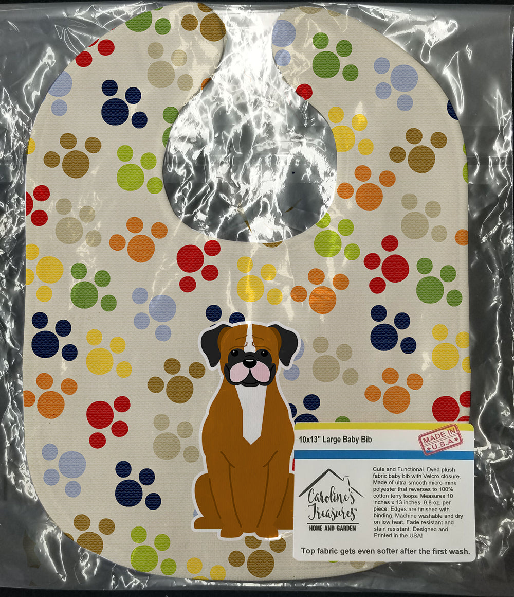 Pawprints Flashy Fawn Boxer Baby Bib Easy-Clean Baby Bib Baby Feeding Accessory Baby Mealtime Essential, 10 x 13, Multicolor