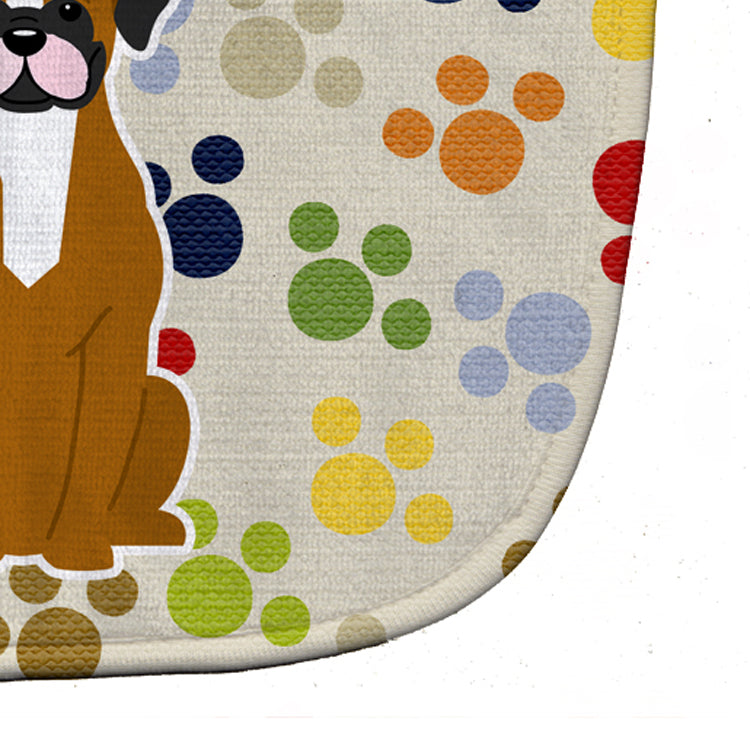 Pawprints Flashy Fawn Boxer Baby Bib Easy-Clean Baby Bib Baby Feeding Accessory Baby Mealtime Essential, 10 x 13, Multicolor