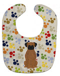 Pawprints Brindle Boxer Baby Bib Easy-Clean Baby Bib Baby Feeding Accessory Baby Mealtime Essential, 10 x 13, Multicolor