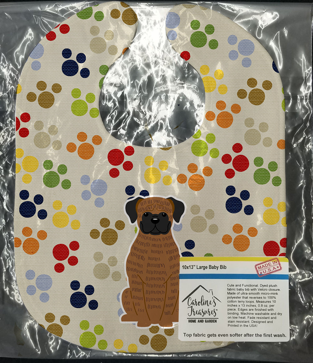 Pawprints Brindle Boxer Baby Bib Easy-Clean Baby Bib Baby Feeding Accessory Baby Mealtime Essential, 10 x 13, Multicolor