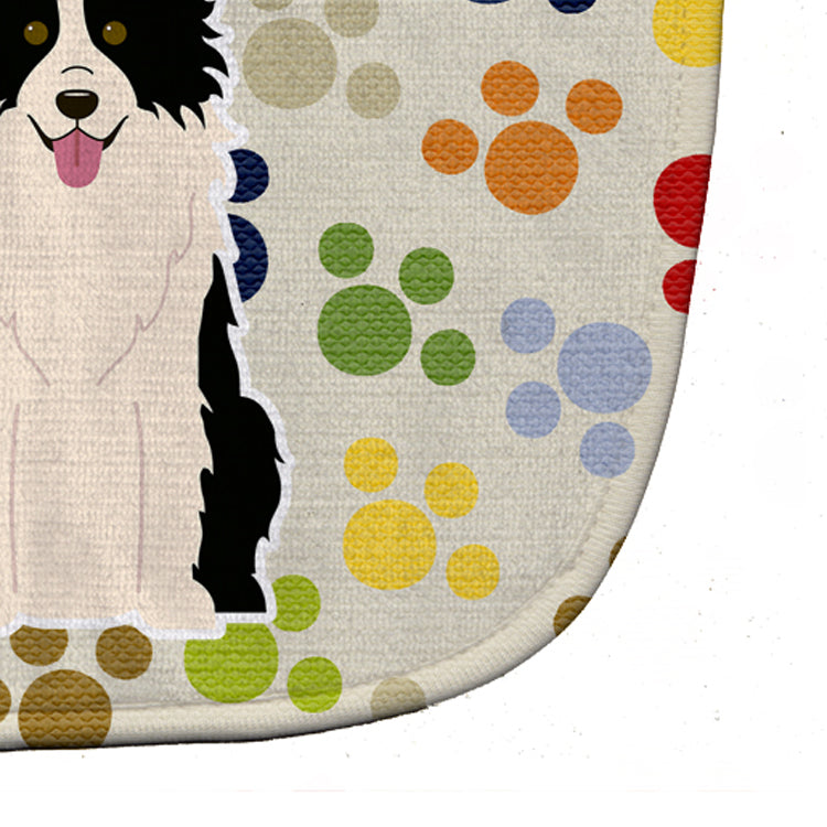 Pawprints Border Collie Black White Baby Bib Easy-Clean Baby Bib Baby Feeding Accessory Baby Mealtime Essential, 10 x 13, Multicolor