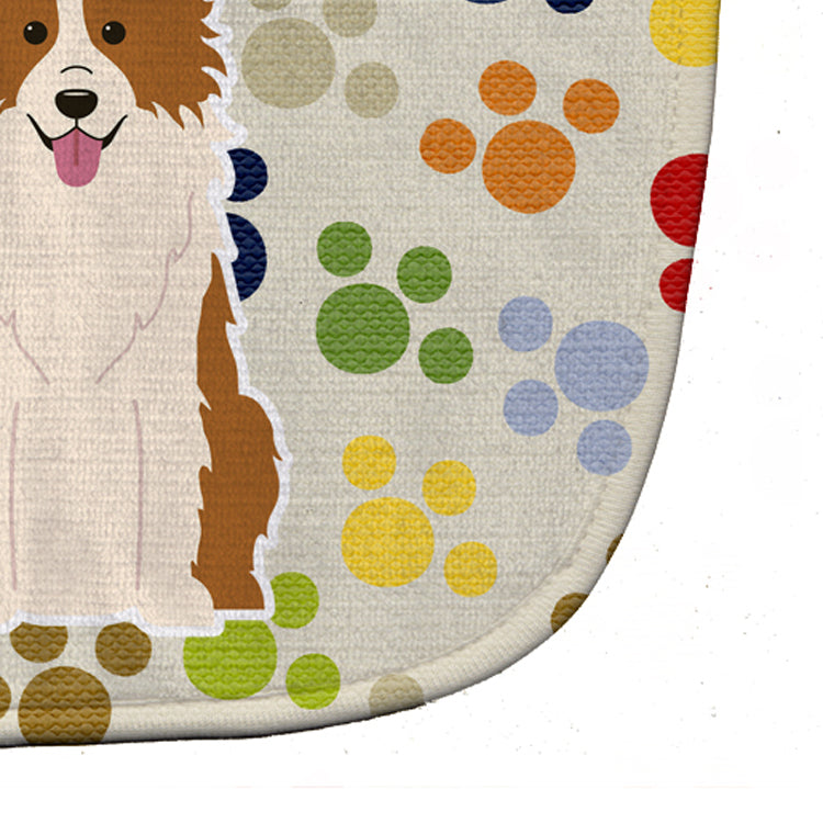 Pawprints Border Collie Red White Baby Bib Easy-Clean Baby Bib Baby Feeding Accessory Baby Mealtime Essential, 10 x 13, Multicolor