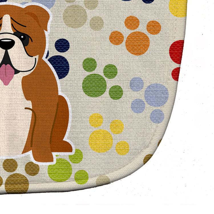 Pawprints English Bulldog Red White Baby Bib Easy-Clean Baby Bib Baby Feeding Accessory Baby Mealtime Essential, 10 x 13, Multicolor