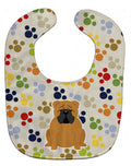 Pawprints English Bulldog Red Baby Bib Easy-Clean Baby Bib Baby Feeding Accessory Baby Mealtime Essential, 10 x 13, Multicolor