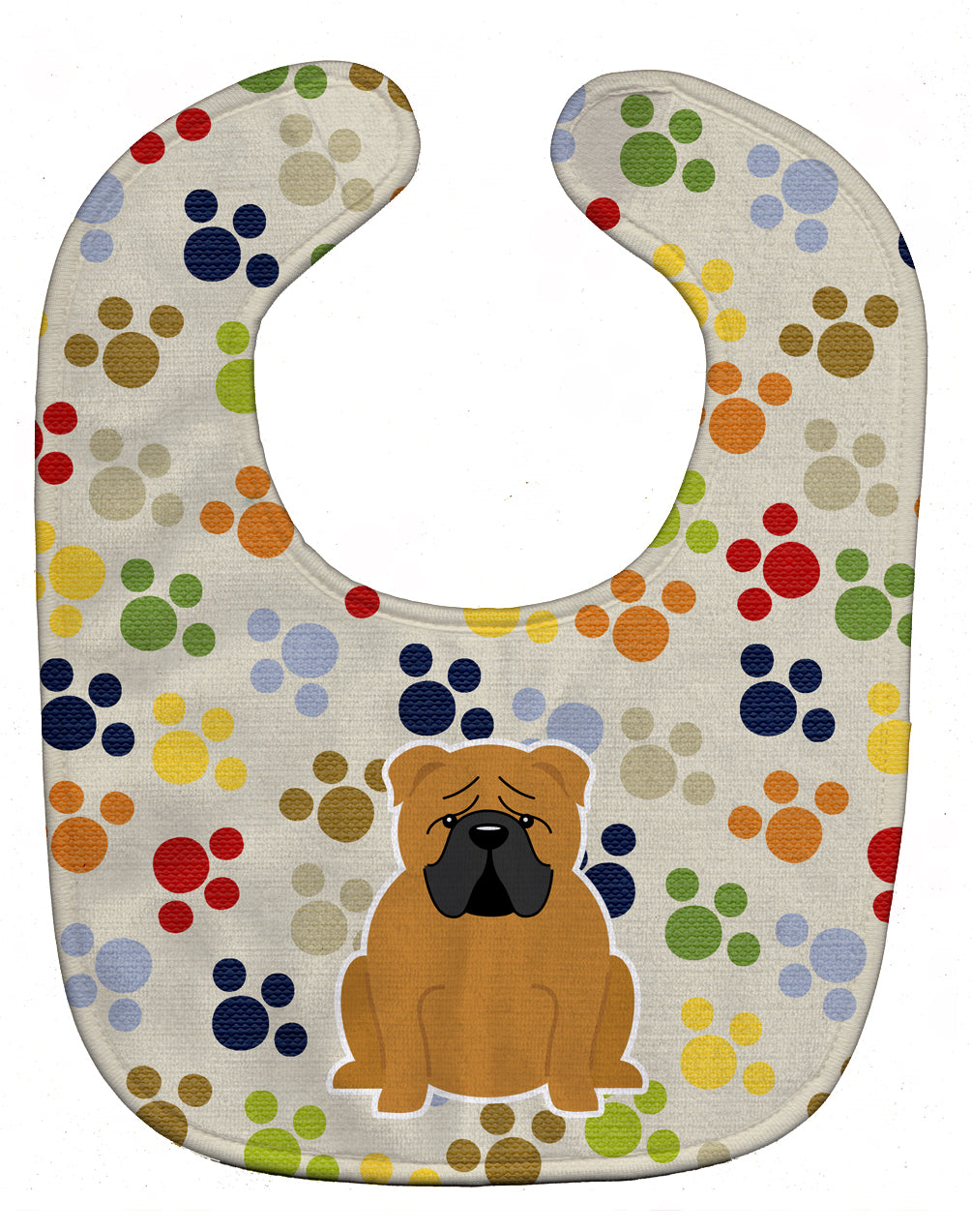 Pawprints English Bulldog Red Baby Bib Easy-Clean Baby Bib Baby Feeding Accessory Baby Mealtime Essential, 10 x 13, Multicolor
