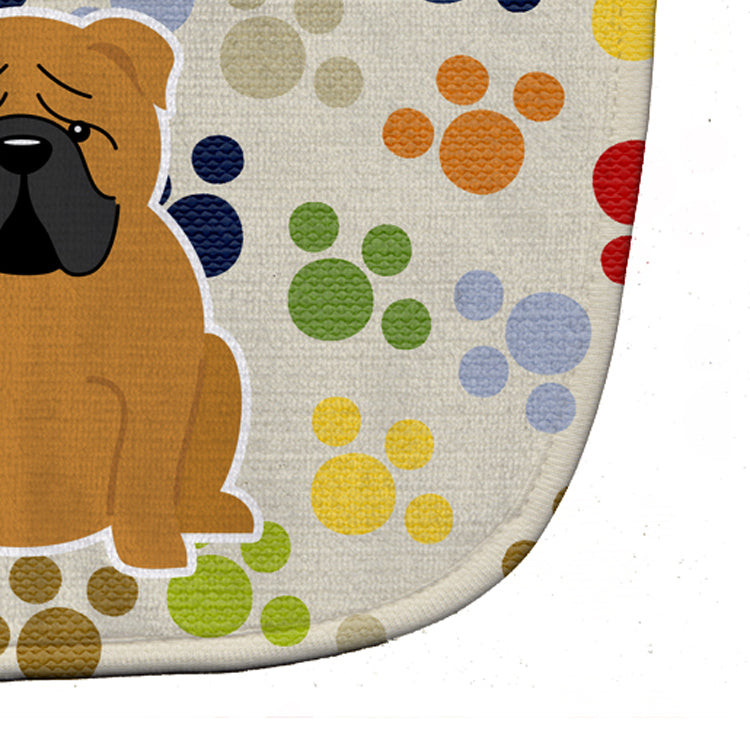 Pawprints English Bulldog Red Baby Bib Easy-Clean Baby Bib Baby Feeding Accessory Baby Mealtime Essential, 10 x 13, Multicolor