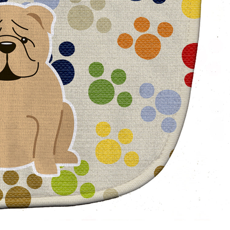 Pawprints English Bulldog Fawn Baby Bib Easy-Clean Baby Bib Baby Feeding Accessory Baby Mealtime Essential, 10 x 13, Multicolor