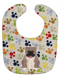 Pawprints English Bulldog Grey Brindle  Baby Bib Easy-Clean Baby Bib Baby Feeding Accessory Baby Mealtime Essential, 10 x 13, Multicolor
