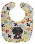 Pawprints Wire Haired Dachshund Dapple Baby Bib Easy-Clean Baby Bib Baby Feeding Accessory Baby Mealtime Essential, 10 x 13, Multicolor