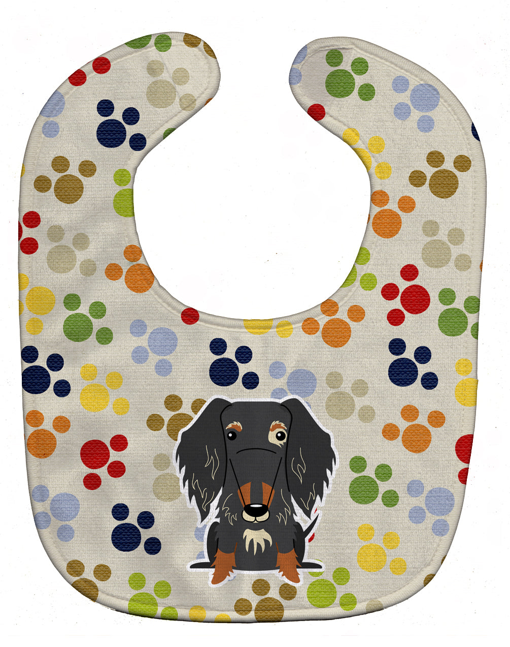 Pawprints Wire Haired Dachshund Dapple Baby Bib Easy-Clean Baby Bib Baby Feeding Accessory Baby Mealtime Essential, 10 x 13, Multicolor