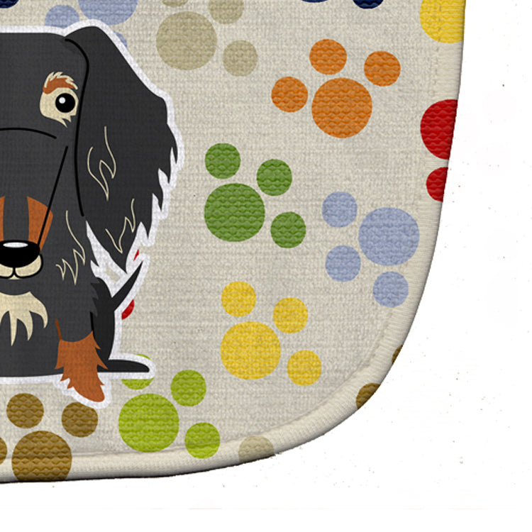 Pawprints Wire Haired Dachshund Dapple Baby Bib Easy-Clean Baby Bib Baby Feeding Accessory Baby Mealtime Essential, 10 x 13, Multicolor