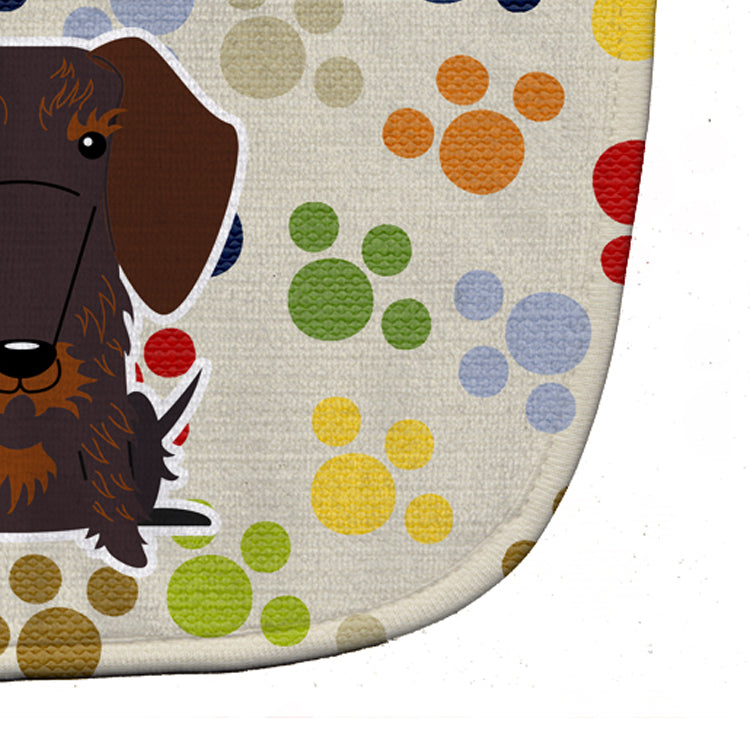 Pawprints Wire Haired Dachshund Chocolate Baby Bib Easy-Clean Baby Bib Baby Feeding Accessory Baby Mealtime Essential, 10 x 13, Multicolor