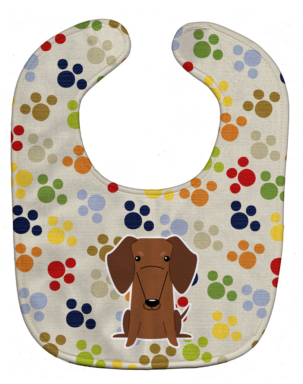 Pawprints Dachshund Red Brown Baby Bib Easy-Clean Baby Bib Baby Feeding Accessory Baby Mealtime Essential, 10 x 13, Multicolor