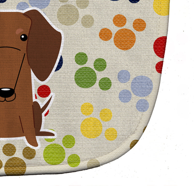 Pawprints Dachshund Red Brown Baby Bib Easy-Clean Baby Bib Baby Feeding Accessory Baby Mealtime Essential, 10 x 13, Multicolor