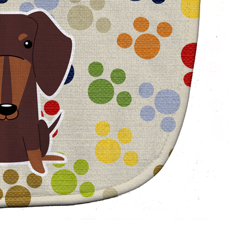 Pawprints Dachshund Chocolate Baby Bib Easy-Clean Baby Bib Baby Feeding Accessory Baby Mealtime Essential, 10 x 13, Multicolor