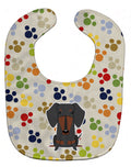 Pawprints Dachshund Black Tan Baby Bib Easy-Clean Baby Bib Baby Feeding Accessory Baby Mealtime Essential, 10 x 13, Multicolor