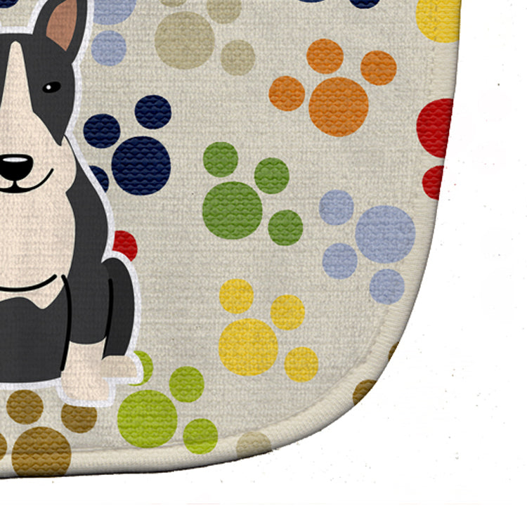 Pawprints Bull Terrier Black White Baby Bib Easy-Clean Baby Bib Baby Feeding Accessory Baby Mealtime Essential, 10 x 13, Multicolor