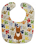 Pawprints Bull Terrier Red Baby Bib Easy-Clean Baby Bib Baby Feeding Accessory Baby Mealtime Essential, 10 x 13, Multicolor