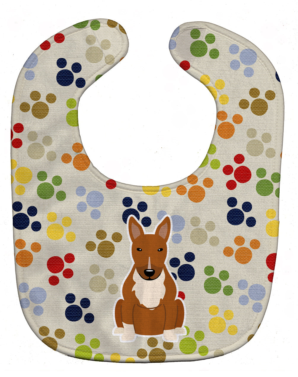Pawprints Bull Terrier Red Baby Bib Easy-Clean Baby Bib Baby Feeding Accessory Baby Mealtime Essential, 10 x 13, Multicolor