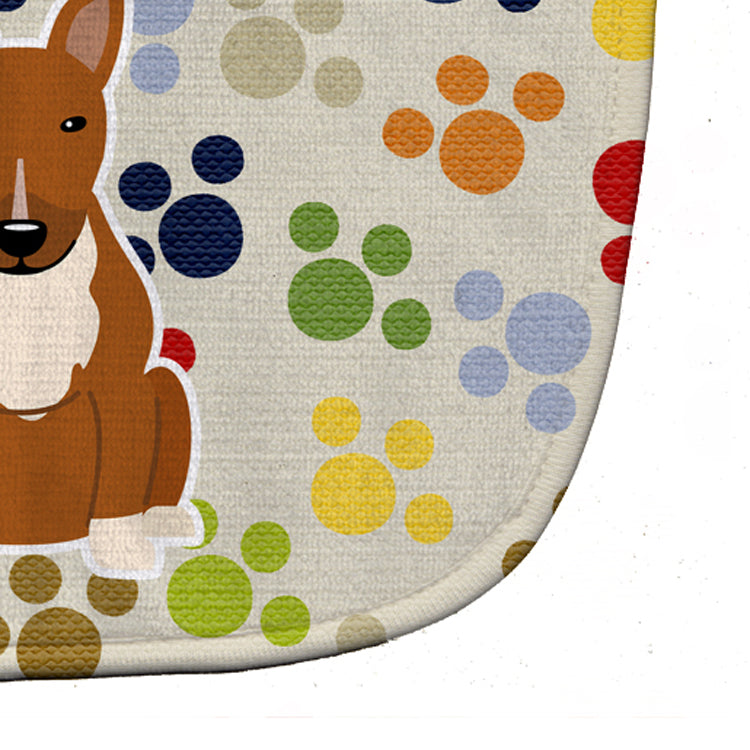 Pawprints Bull Terrier Red Baby Bib Easy-Clean Baby Bib Baby Feeding Accessory Baby Mealtime Essential, 10 x 13, Multicolor