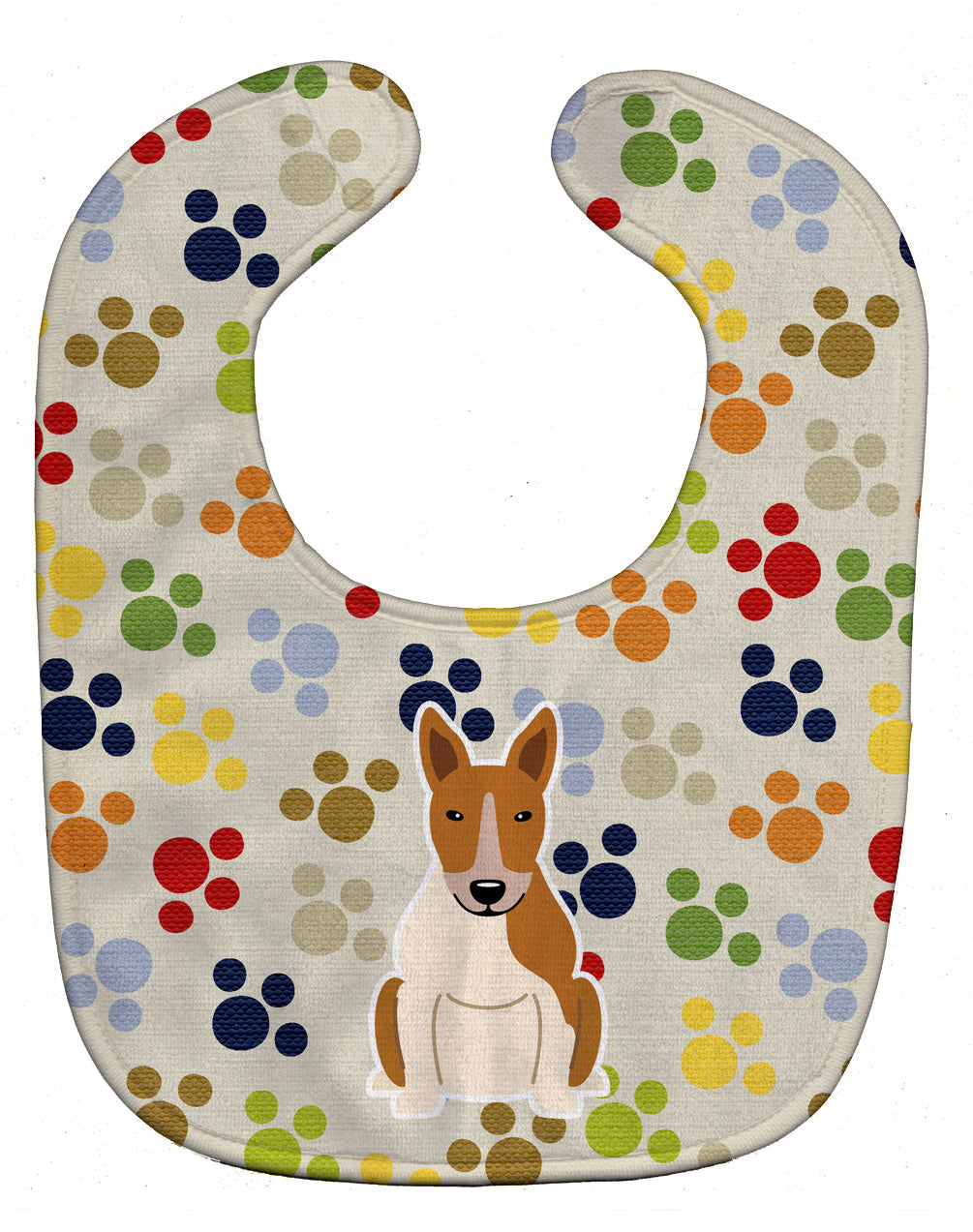 Pawprints Bull Terrier Red White Baby Bib Easy-Clean Baby Bib Baby Feeding Accessory Baby Mealtime Essential, 10 x 13, Multicolor