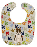 Pawprints Bull Terrier Dark Brindle Baby Bib Easy-Clean Baby Bib Baby Feeding Accessory Baby Mealtime Essential, 10 x 13, Multicolor