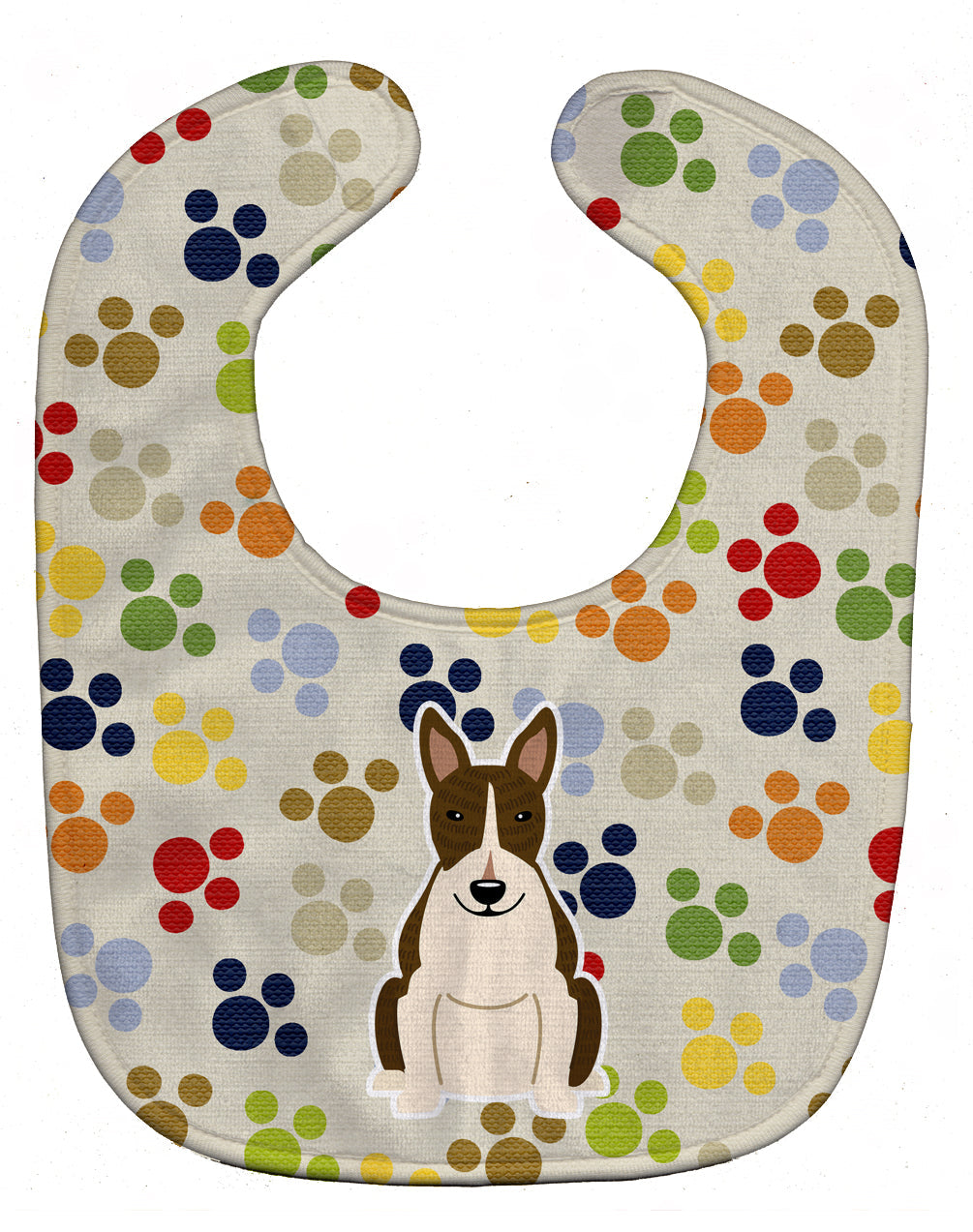 Pawprints Bull Terrier Dark Brindle Baby Bib Easy-Clean Baby Bib Baby Feeding Accessory Baby Mealtime Essential, 10 x 13, Multicolor