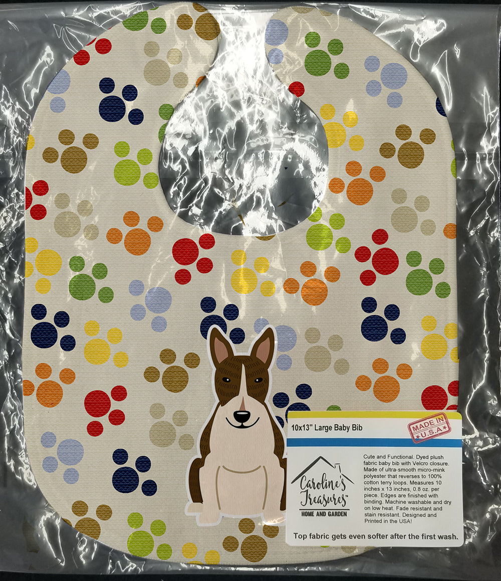 Pawprints Bull Terrier Dark Brindle Baby Bib Easy-Clean Baby Bib Baby Feeding Accessory Baby Mealtime Essential, 10 x 13, Multicolor