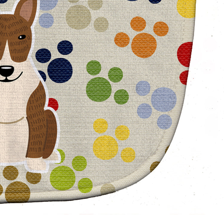 Pawprints Bull Terrier Brindle Baby Bib Easy-Clean Baby Bib Baby Feeding Accessory Baby Mealtime Essential, 10 x 13, Multicolor