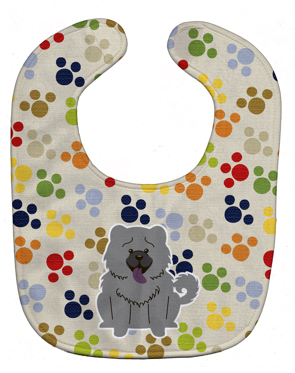 Pawprints Chow Chow Blue Baby Bib Easy-Clean Baby Bib Baby Feeding Accessory Baby Mealtime Essential, 10 x 13, Multicolor