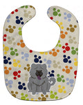 Pawprints Chow Chow Blue Baby Bib Easy-Clean Baby Bib Baby Feeding Accessory Baby Mealtime Essential, 10 x 13, Multicolor