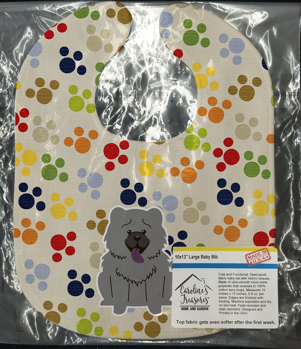 Pawprints Chow Chow Blue Baby Bib Easy-Clean Baby Bib Baby Feeding Accessory Baby Mealtime Essential, 10 x 13, Multicolor
