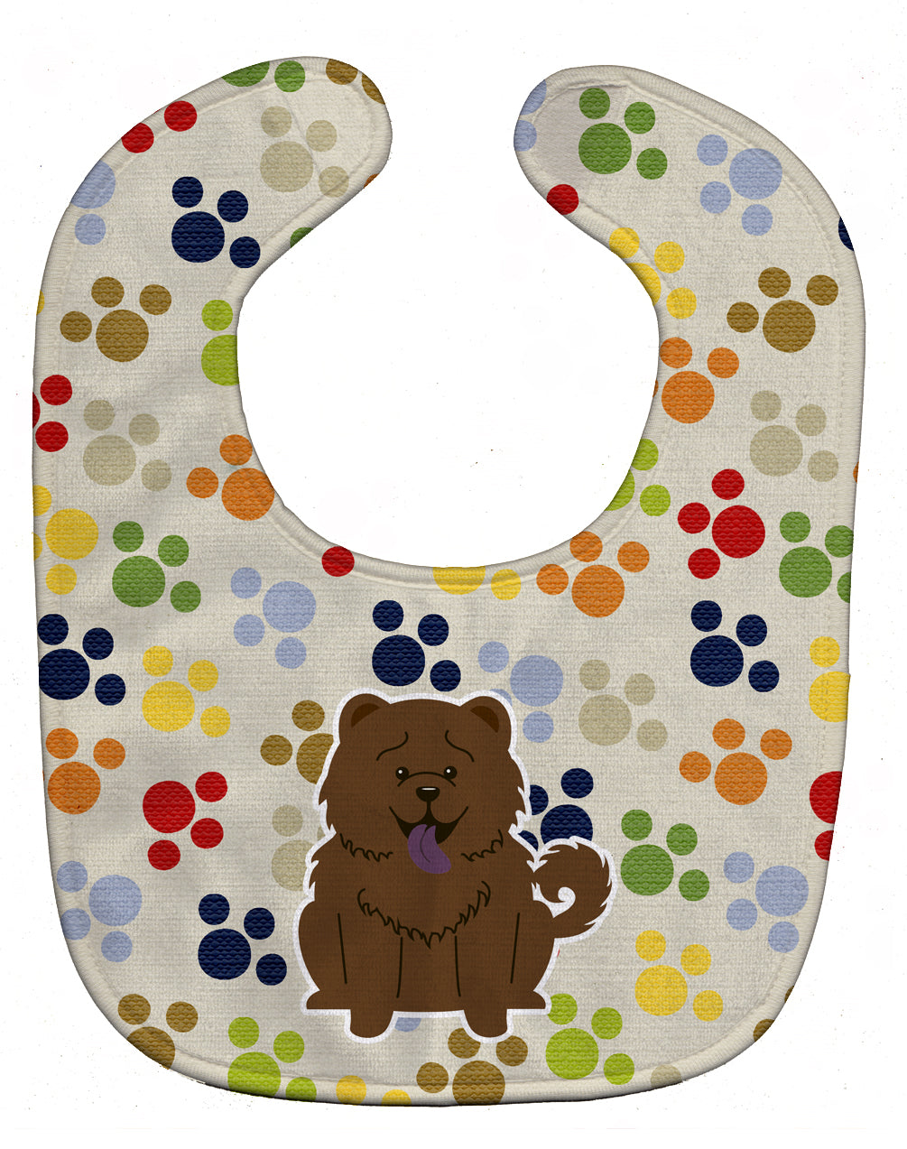 Pawprints Chow Chow Chocolate Baby Bib Easy-Clean Baby Bib Baby Feeding Accessory Baby Mealtime Essential, 10 x 13, Multicolor