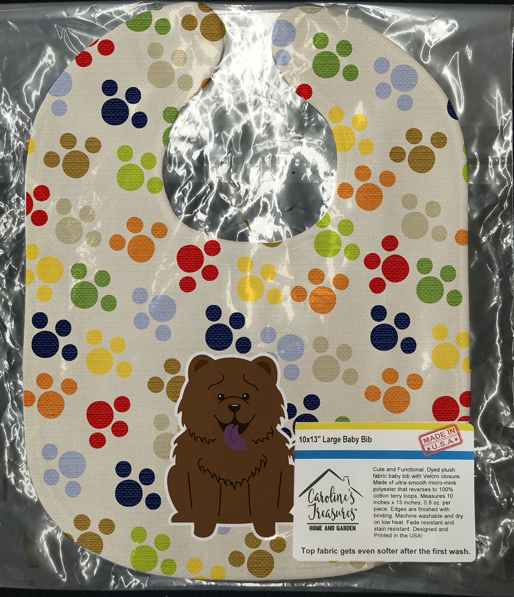 Pawprints Chow Chow Chocolate Baby Bib Easy-Clean Baby Bib Baby Feeding Accessory Baby Mealtime Essential, 10 x 13, Multicolor